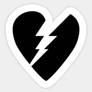 Black Broken Flash Heart Sticker